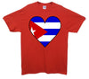 Cuba Flag Heart Printed T-Shirt - Mr Wings Emporium 