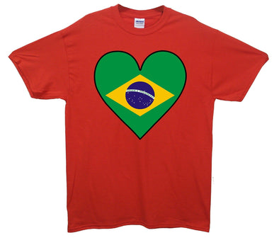 Brazil Flag Heart Printed T-Shirt - Mr Wings Emporium 