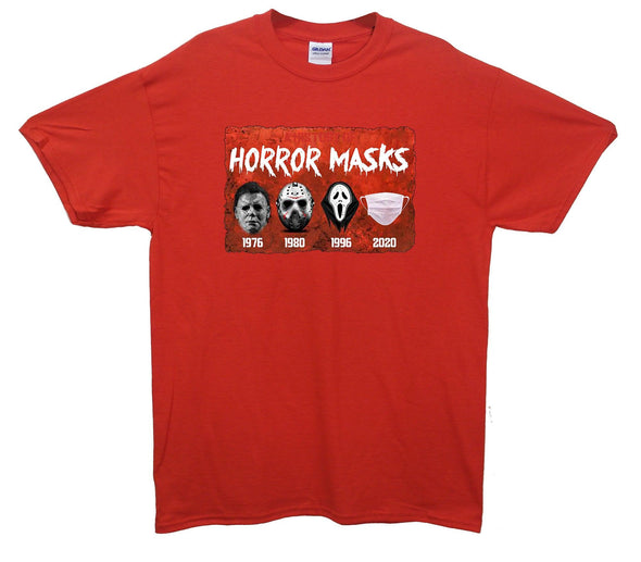 A History Of Horror Masks Printed T-Shirt - Mr Wings Emporium 