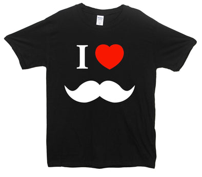 I Love Moustache Printed T-Shirt - Mr Wings Emporium 