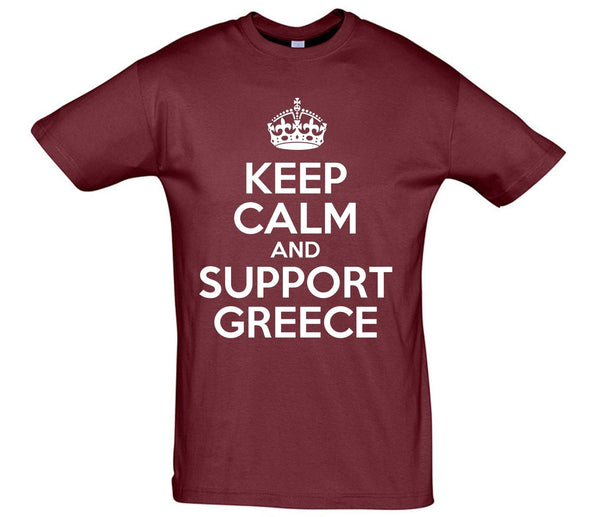 Keep Calm And Support Greece Printed T-Shirt - Mr Wings Emporium 