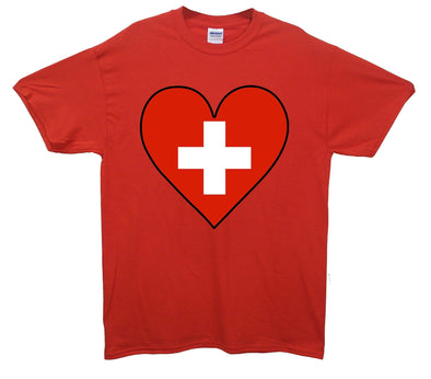 Switzerland Flag Heart Printed T-Shirt - Mr Wings Emporium 